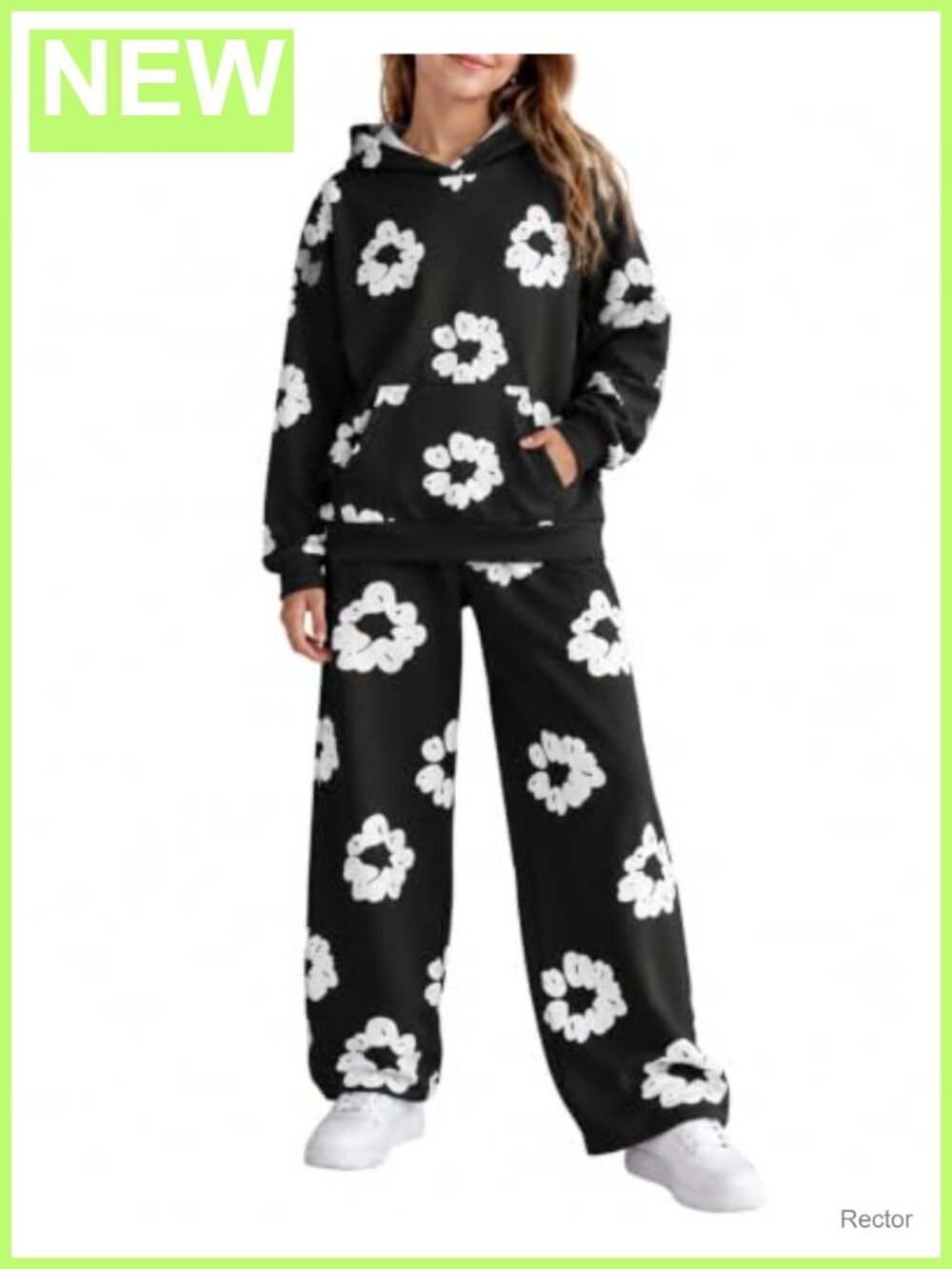 Girls 2 Piece Sweatshirt & Jogger Pants Outfit Set Floral Print